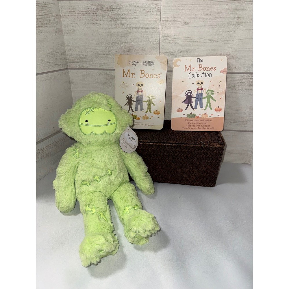 Slumberkins x Mr. Bones Pumpkin Patch Green Bigfoot Plush & Board Book Set NEW